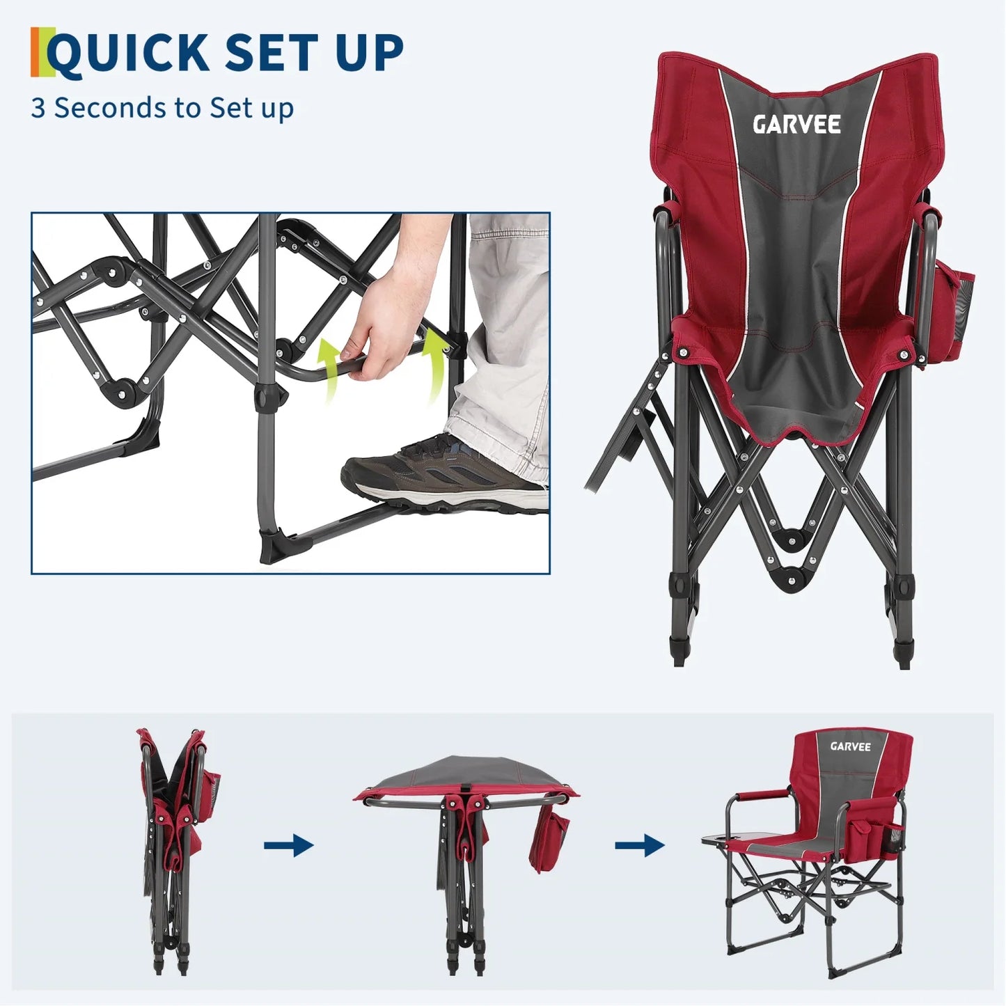 HiMISS Heavy Duty Folding Directors Chair With Cup Holder And Side Table