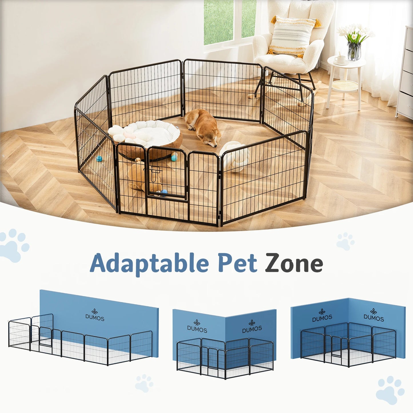 JHK Metal Foldable Pet Playpen for Indoor and Outdoor Use