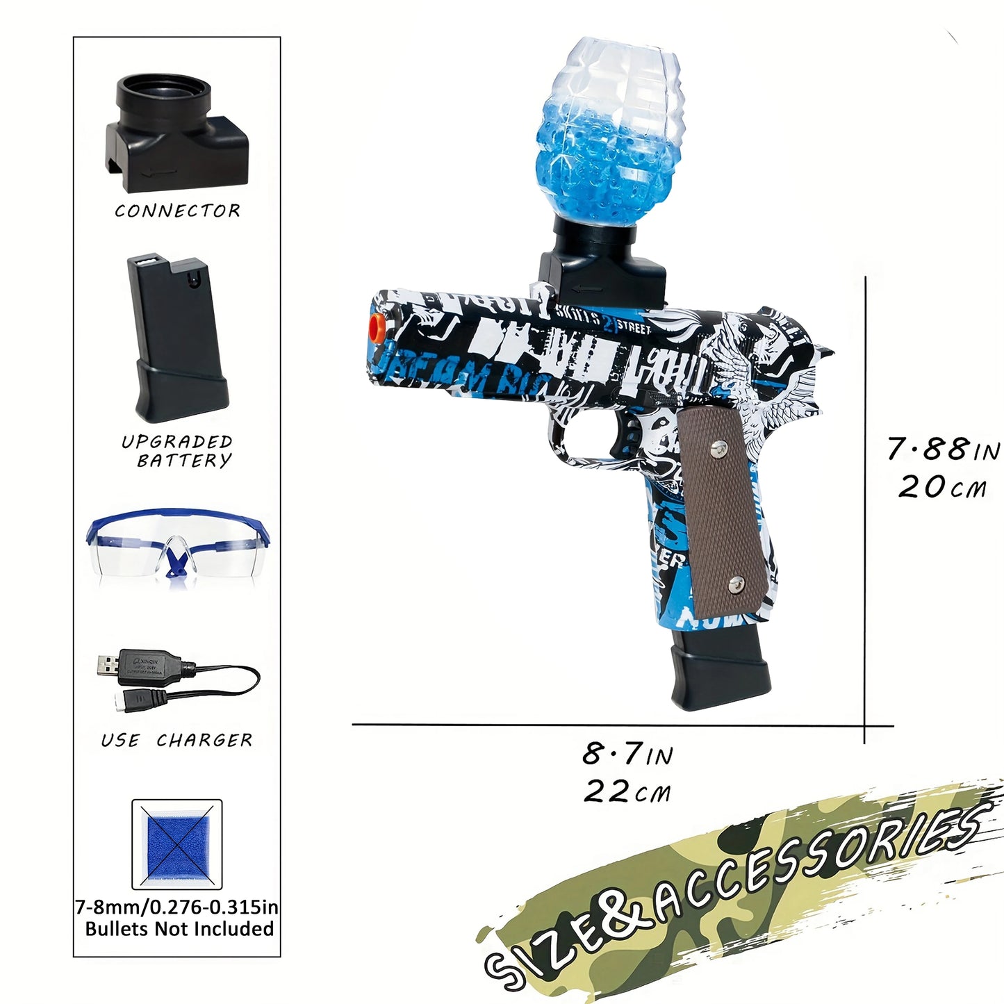 Hign-Concerned Electric Blaster Pistol Toy Auto Splatter Gun