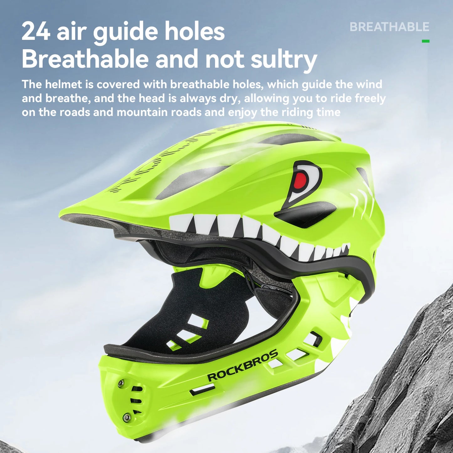 ROCKBROS Child Cycling Helmet With Detachable Full Face Shield