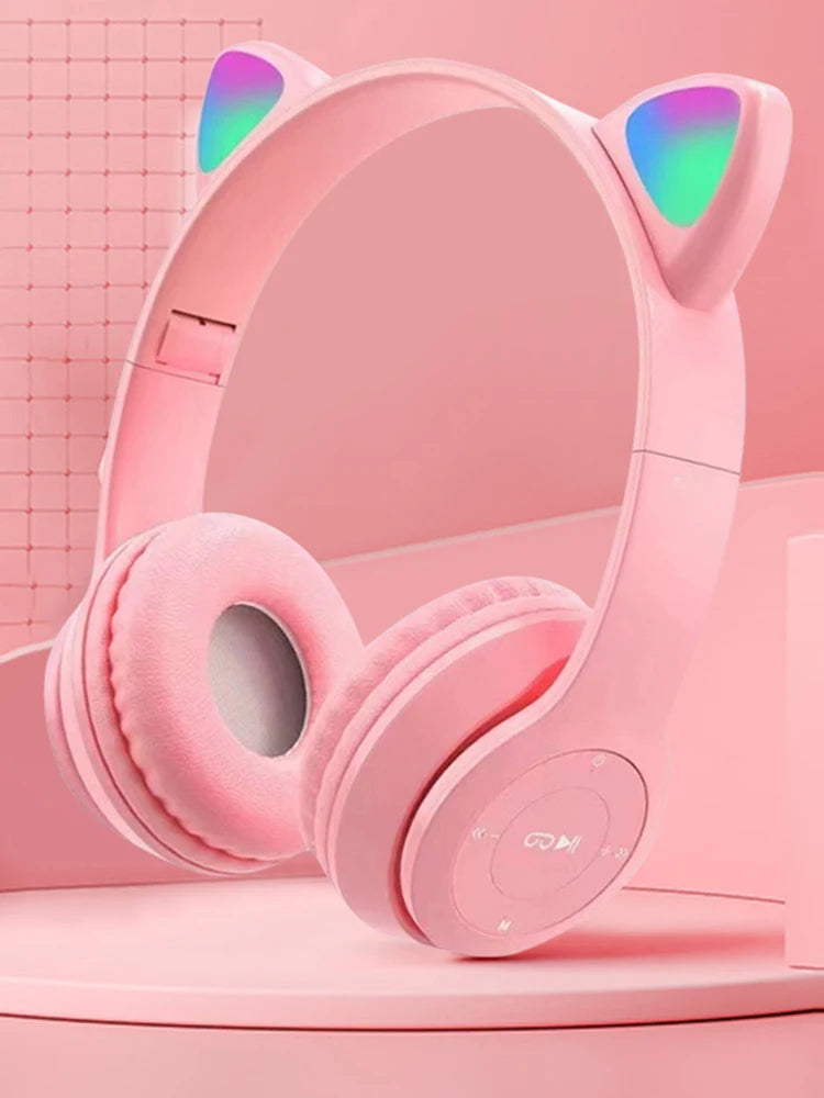 Cat Ear Wireless Gaming Headset Bluetooth for PC and Phone