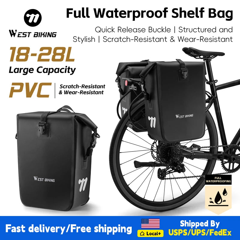West Biking Pannier Bag Full Waterproof Travel Bicycle Rear Seat