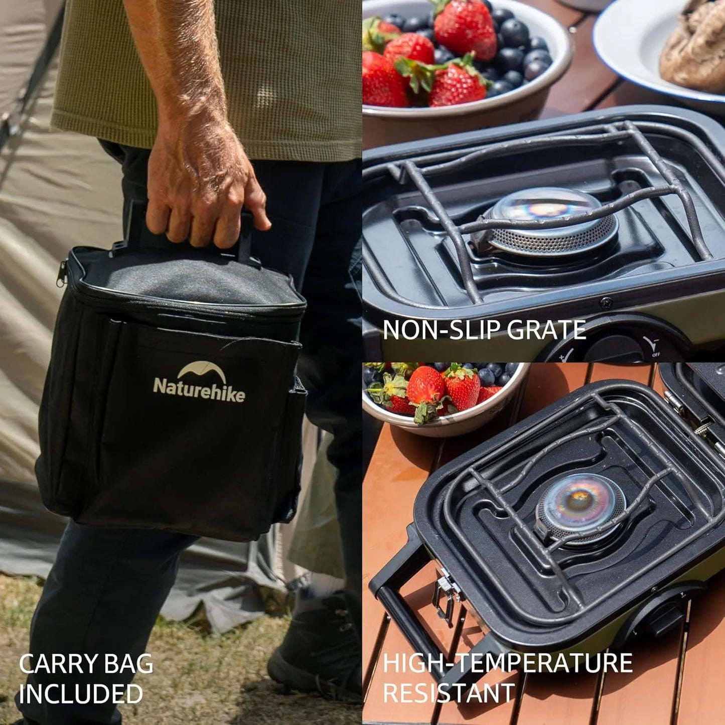 Naturehike 2 Burner Folding Camping Stove Propane Gas 16000 BTU