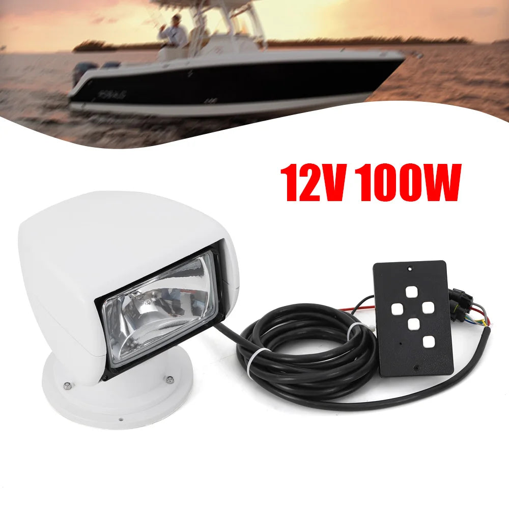 Marine 100W Remote Spotlight 12V 360 Degree Rotating Waterproof
