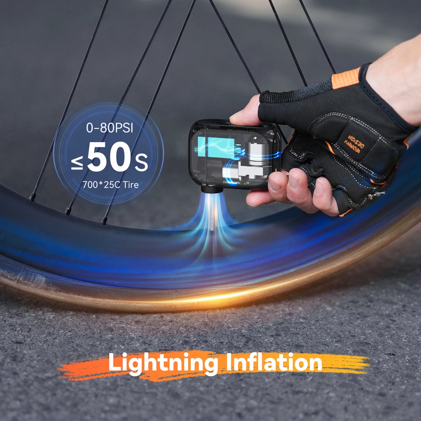 Anoutway AT1 Pro Mini Cordless Bike Tire Pump With Screen