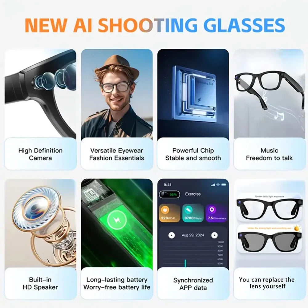 SENBONO Smart Glasses With AI Translator And 8MP Camera