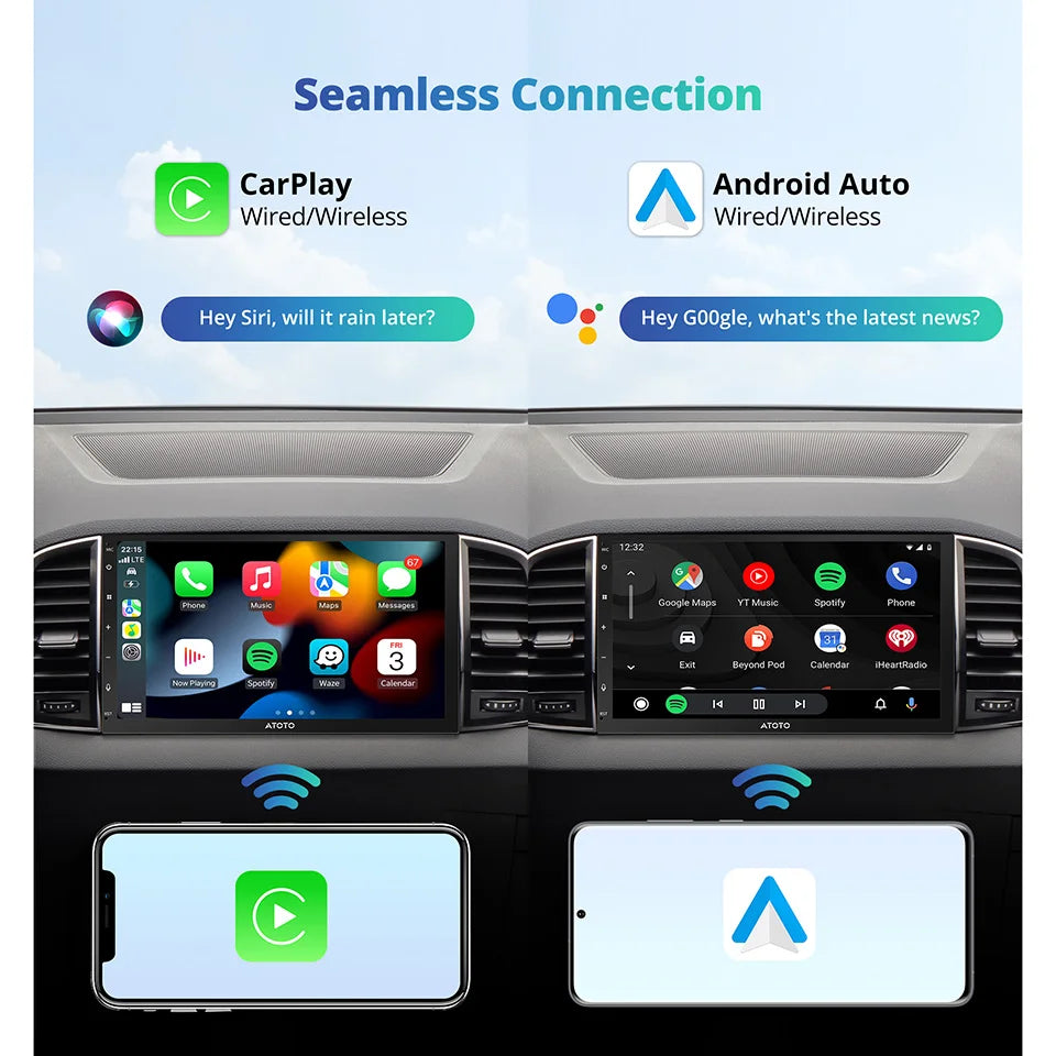 Atoto Android Car Multimedia Player With CarPlay Android Auto Bluetooth