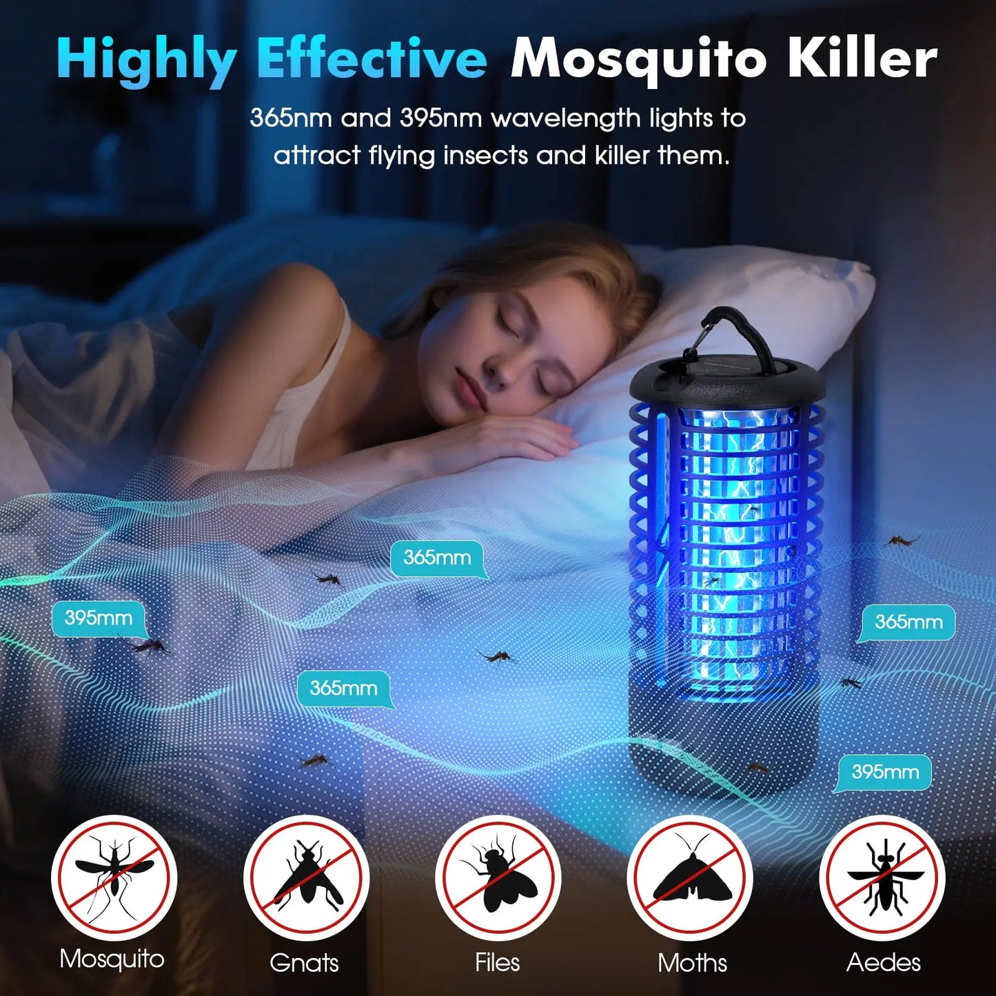 2 Pack Rechargeable Portable Bug Zapper For Indoor Outdoor Mosquito Killer