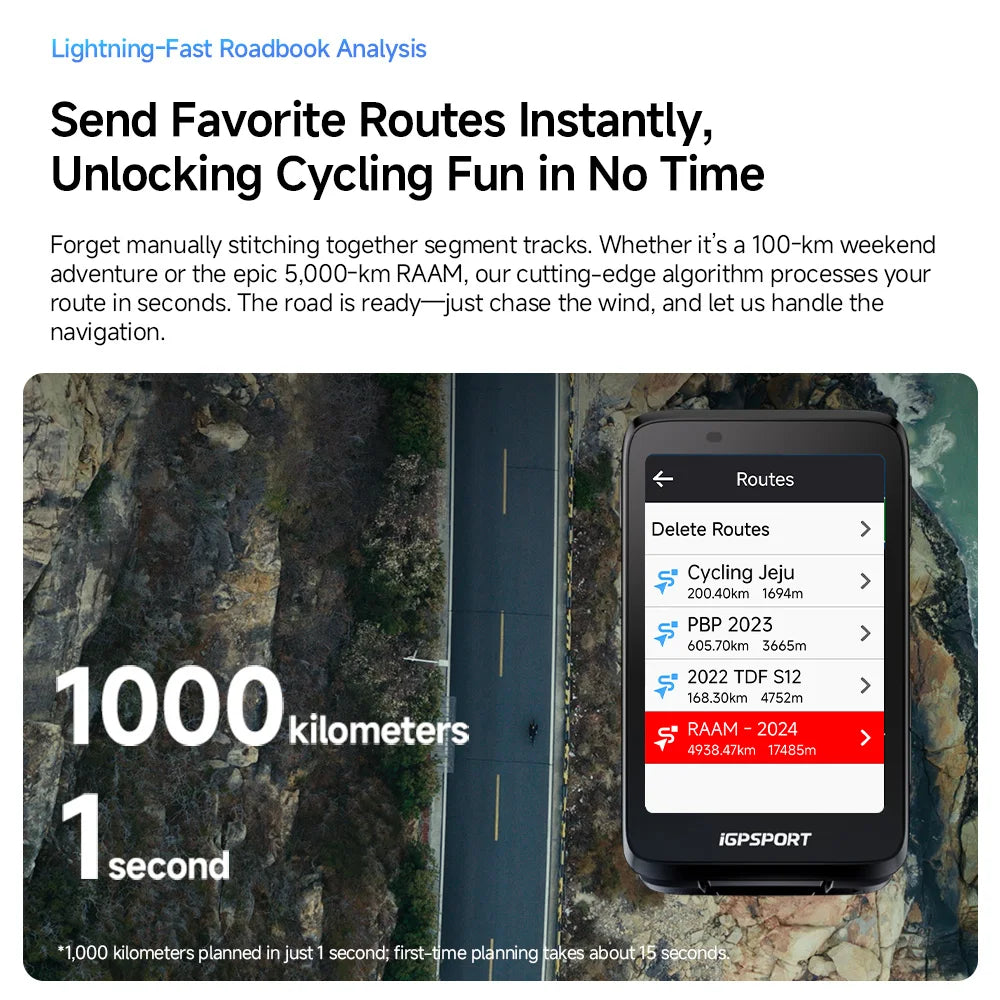 iGPSPORT Bicycle GPS Computer BiNavi Touchscreen Route 35h Battery IPX7