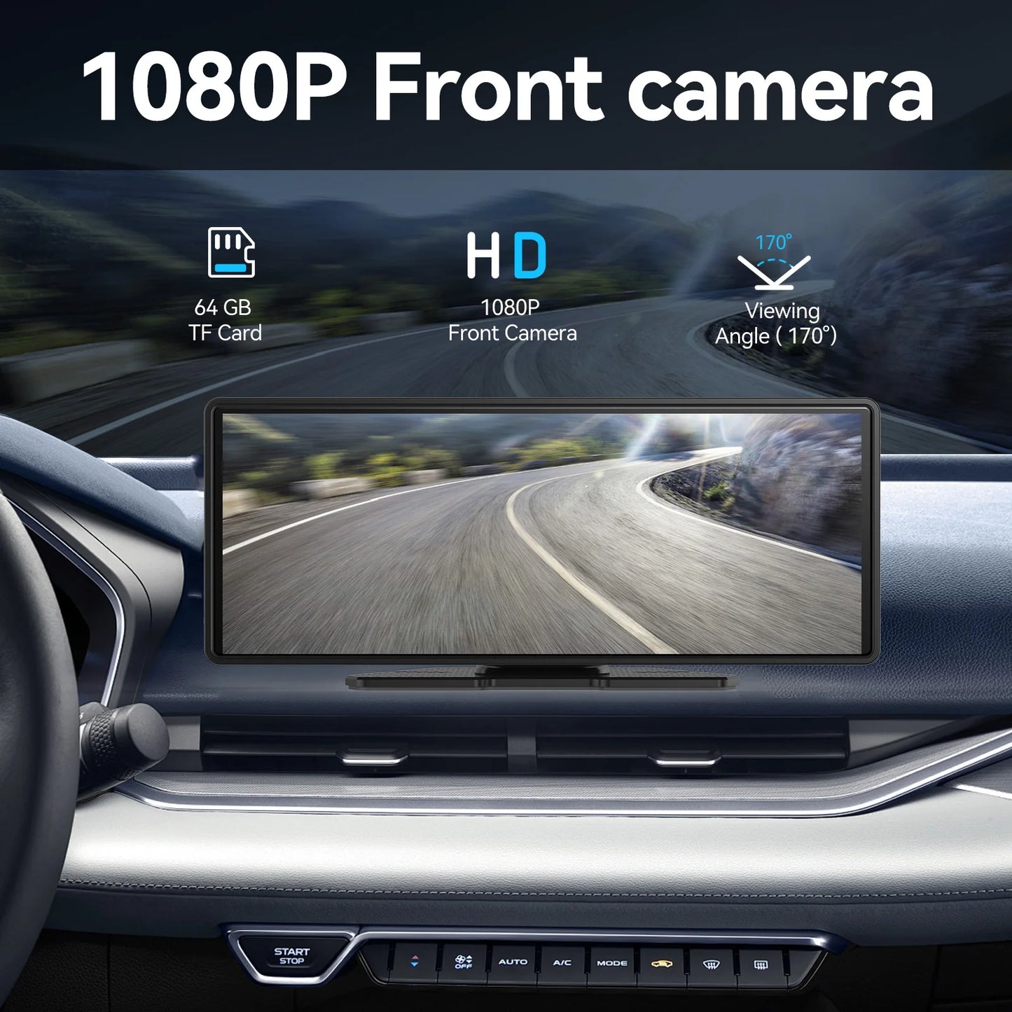 Portable 4K Car DVR With Wireless CarPlay And Android Auto