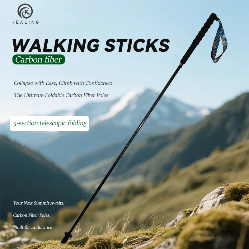 OKHEALING T800 Carbon Fiber Trekking Poles Lightweight Collapsible