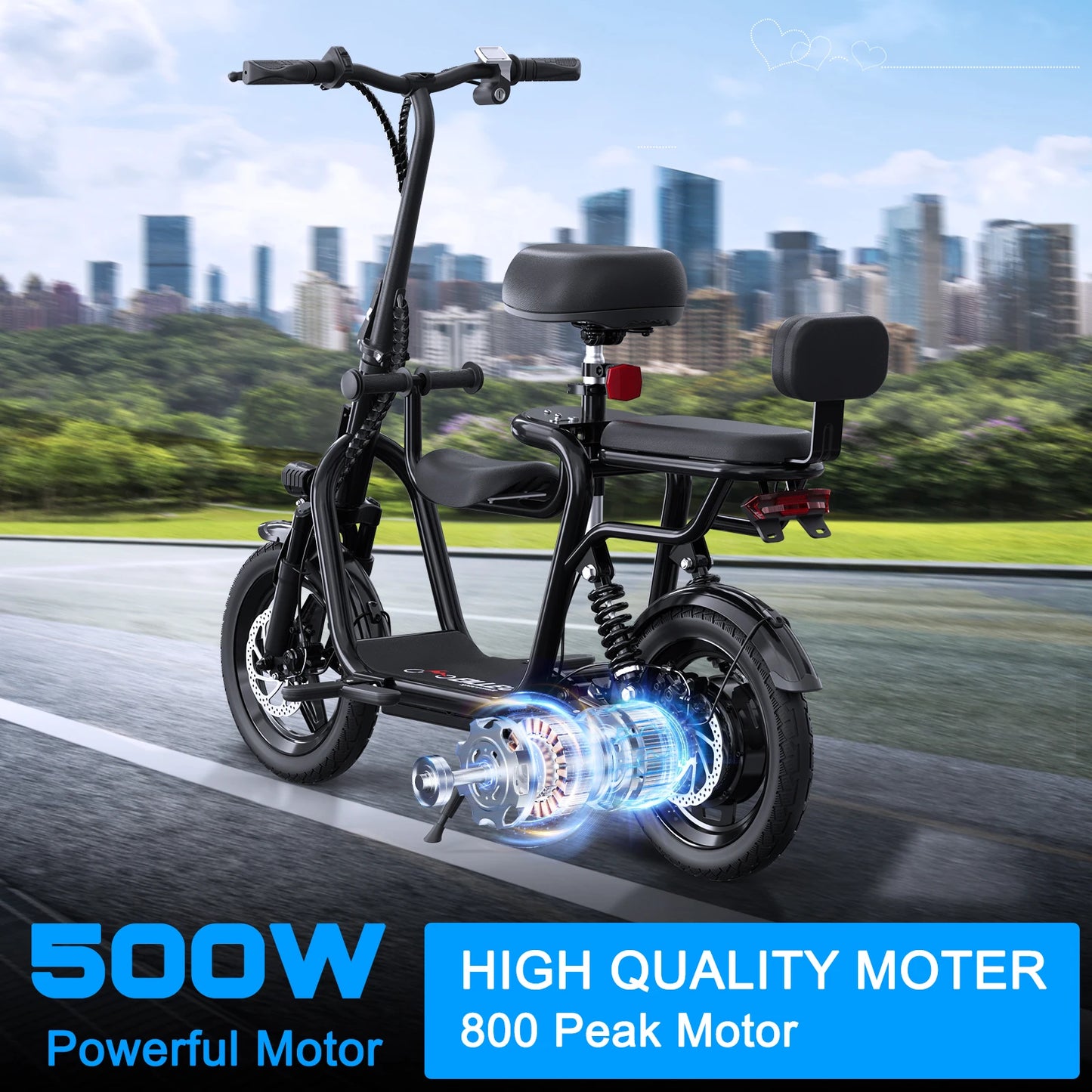 Eilleo Spacewalk 36V Electric Scooter With 3 Seats