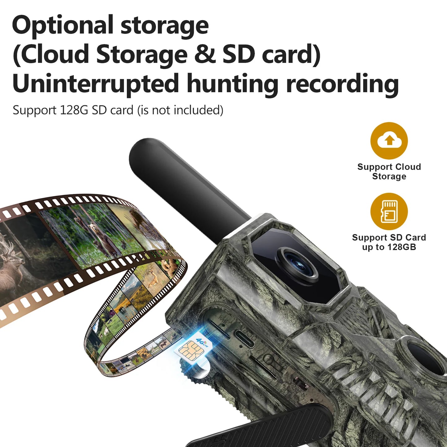 4G GPS Trail Camera Solar Power Wide Angle 4MP Camouflage