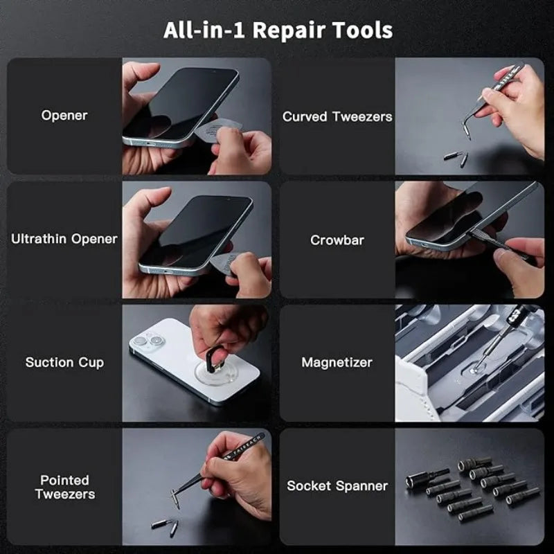 JAKEMY 180In1 Magnetic Bits Cordless Electric Screwdriver Repair Kit