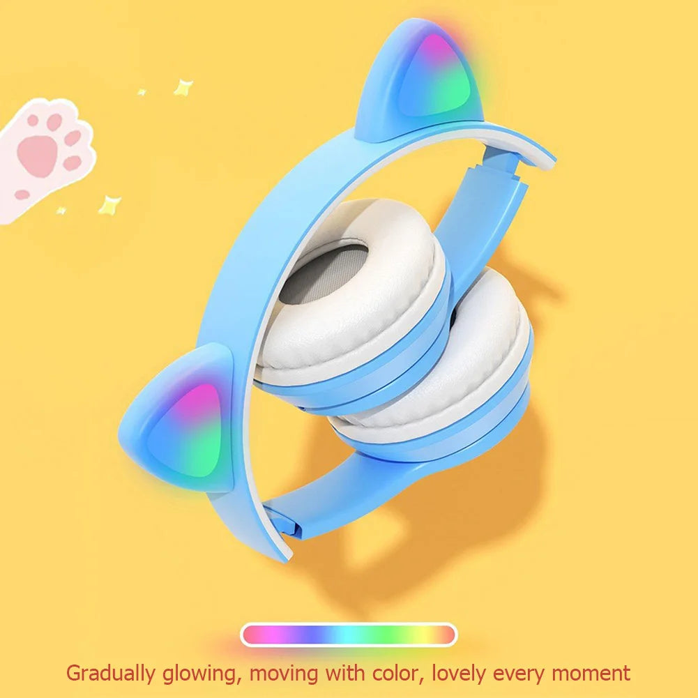 Wireless Cat Ear Headphones Bluetooth Five Point Zero Over-Ear Glow