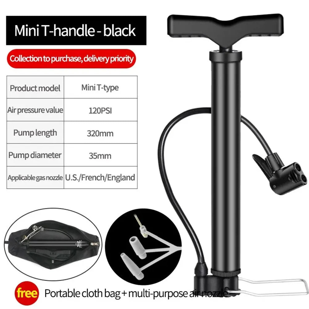Portable Mini Bicycle Pump 140 PSI Mountain And Road Bikes