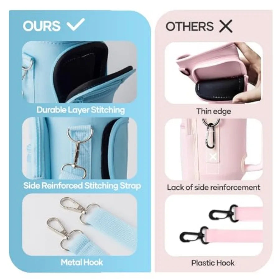 Neoprene Water Bottle Carrier Crossbody Bag With Phone Holder Pockets
