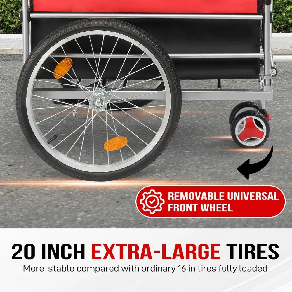 Bike Cargo Trailer Heavy Duty 220 Lbs Wagon With Hitch