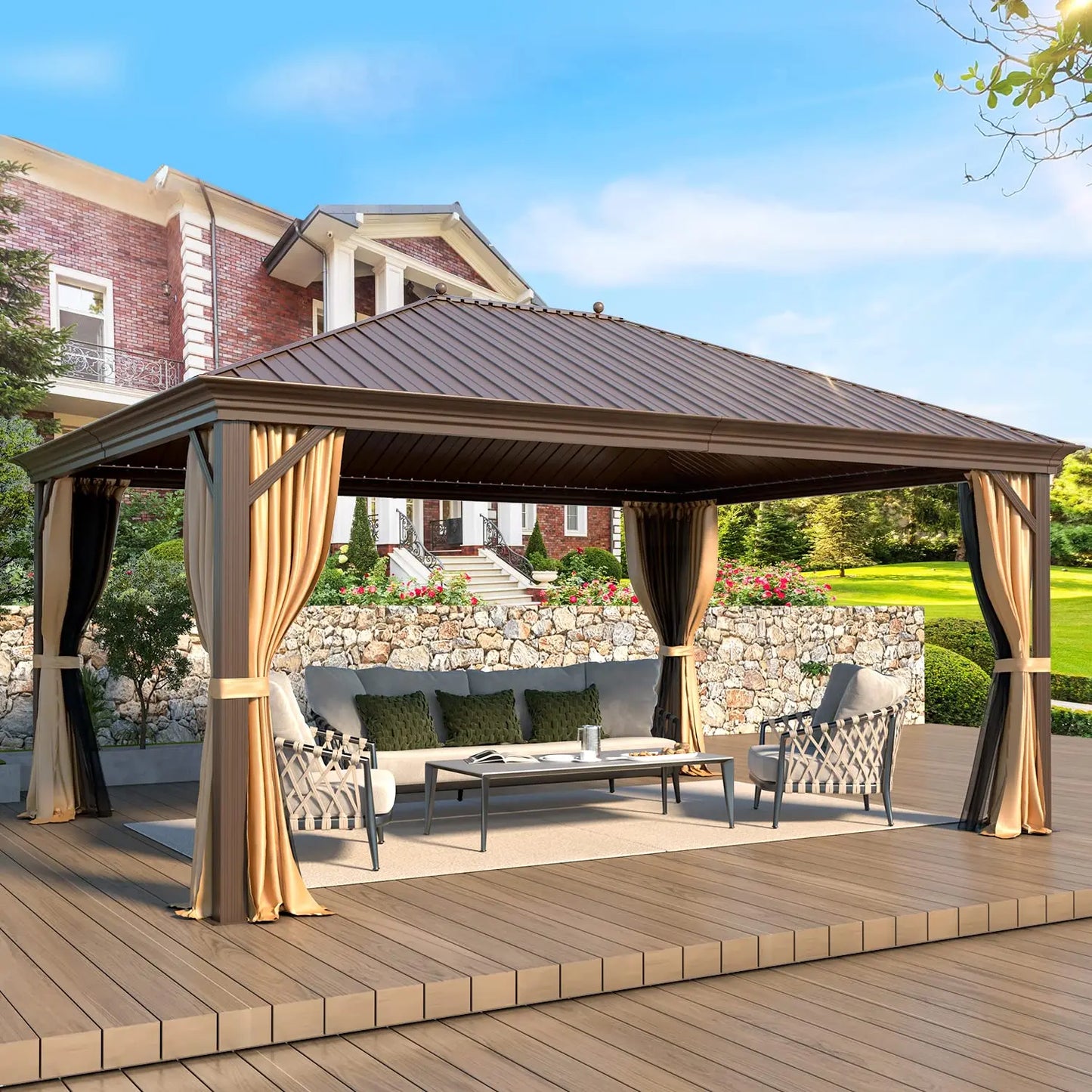Hardtop Gazebo With Galvanized Steel Frame And Aluminum Roof