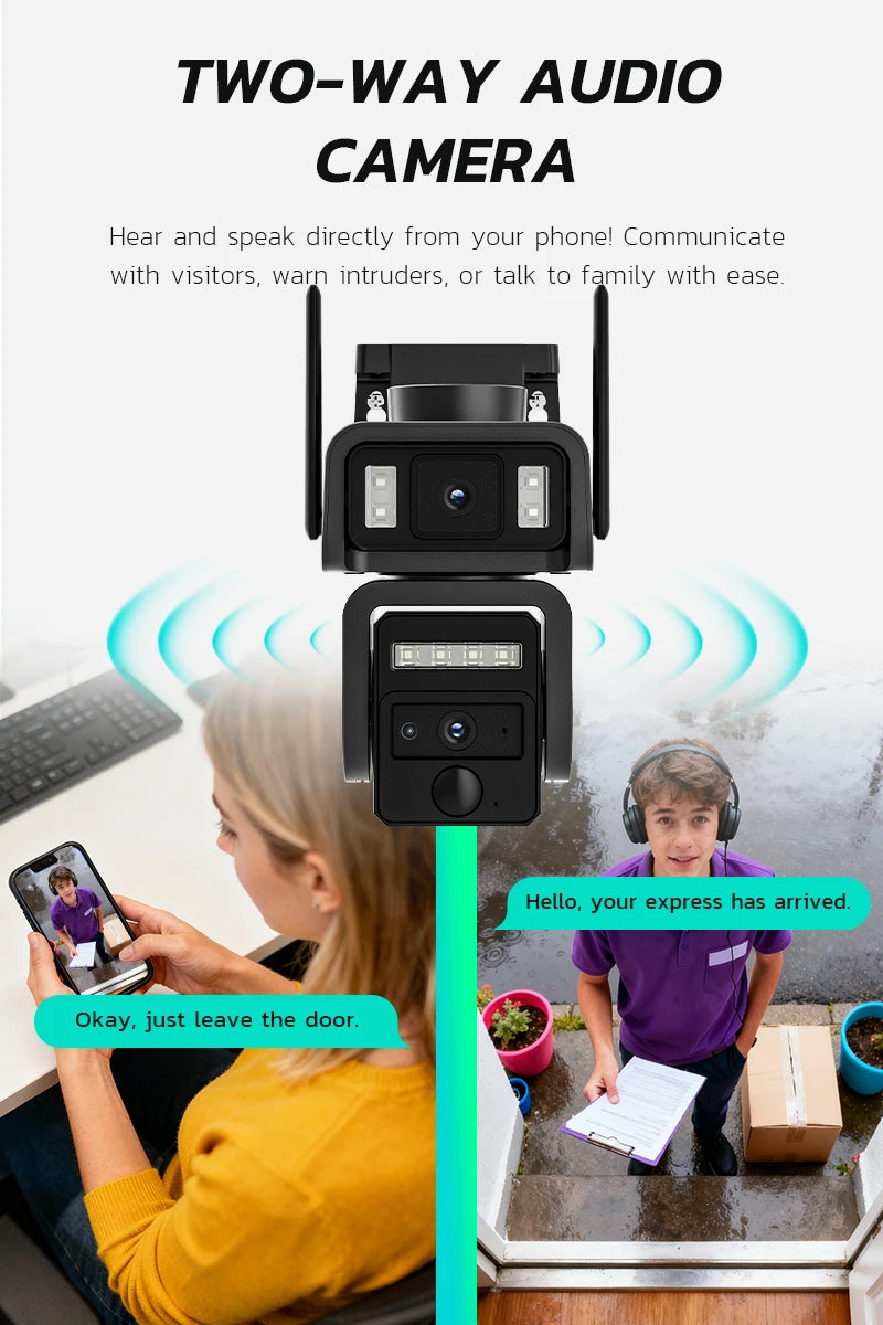 Solar Dual-Lens WIFI Security Camera With Battery Outdoor