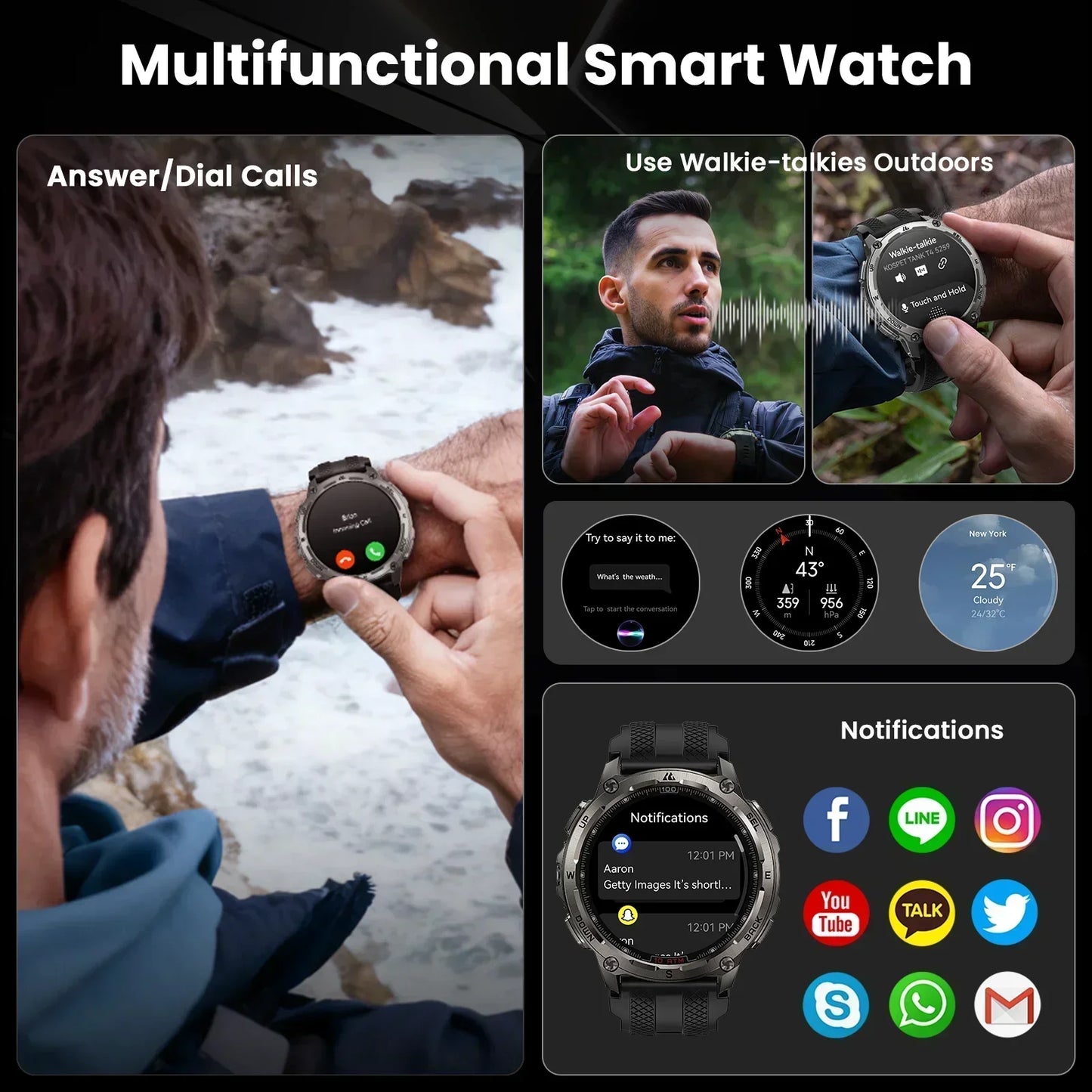 KOSPET Tank T4 Smart Watch For Men GPS 10ATM Waterproof