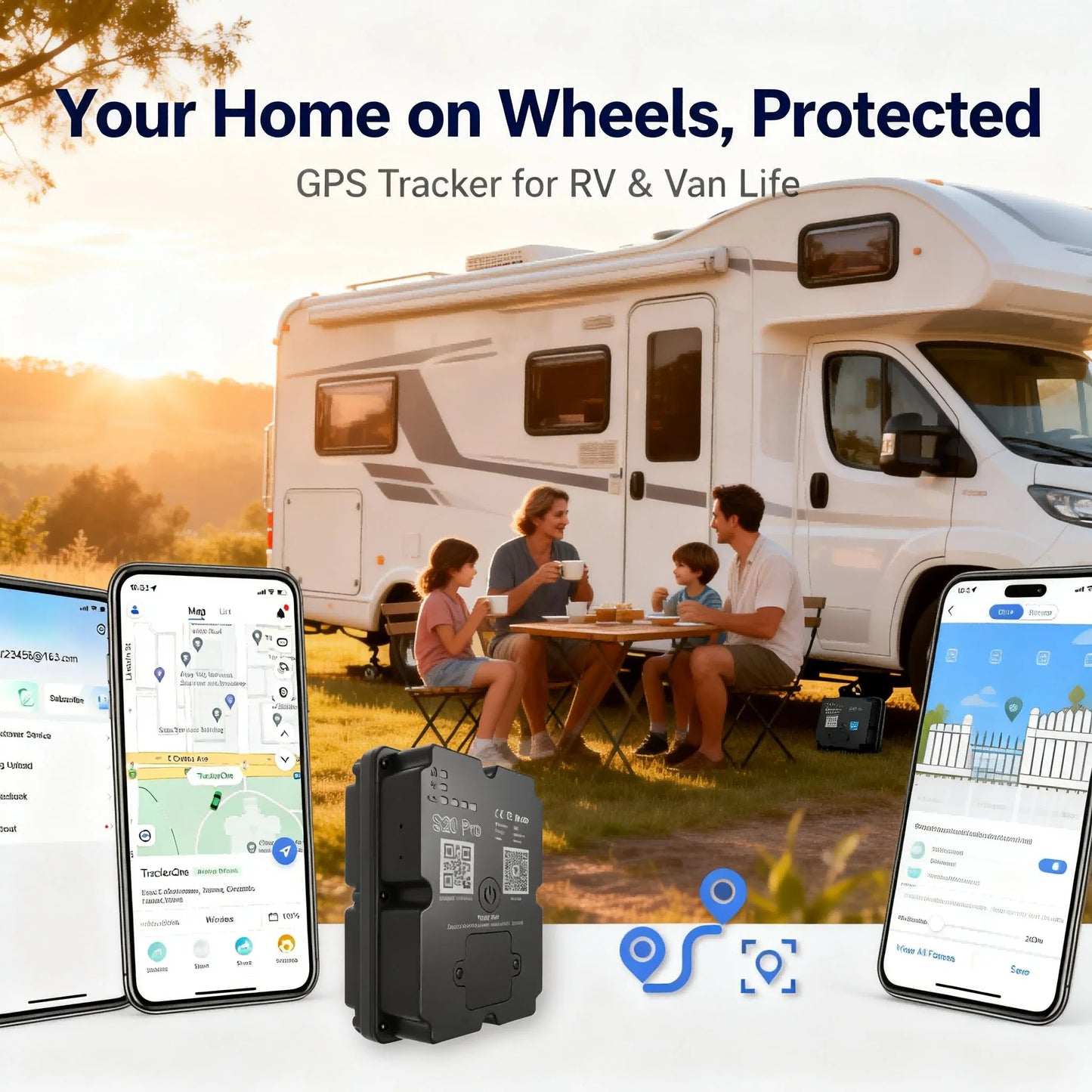 Wanwaytech 4G GPS Tracker For Van Life Motorhome Real-Time Tracking