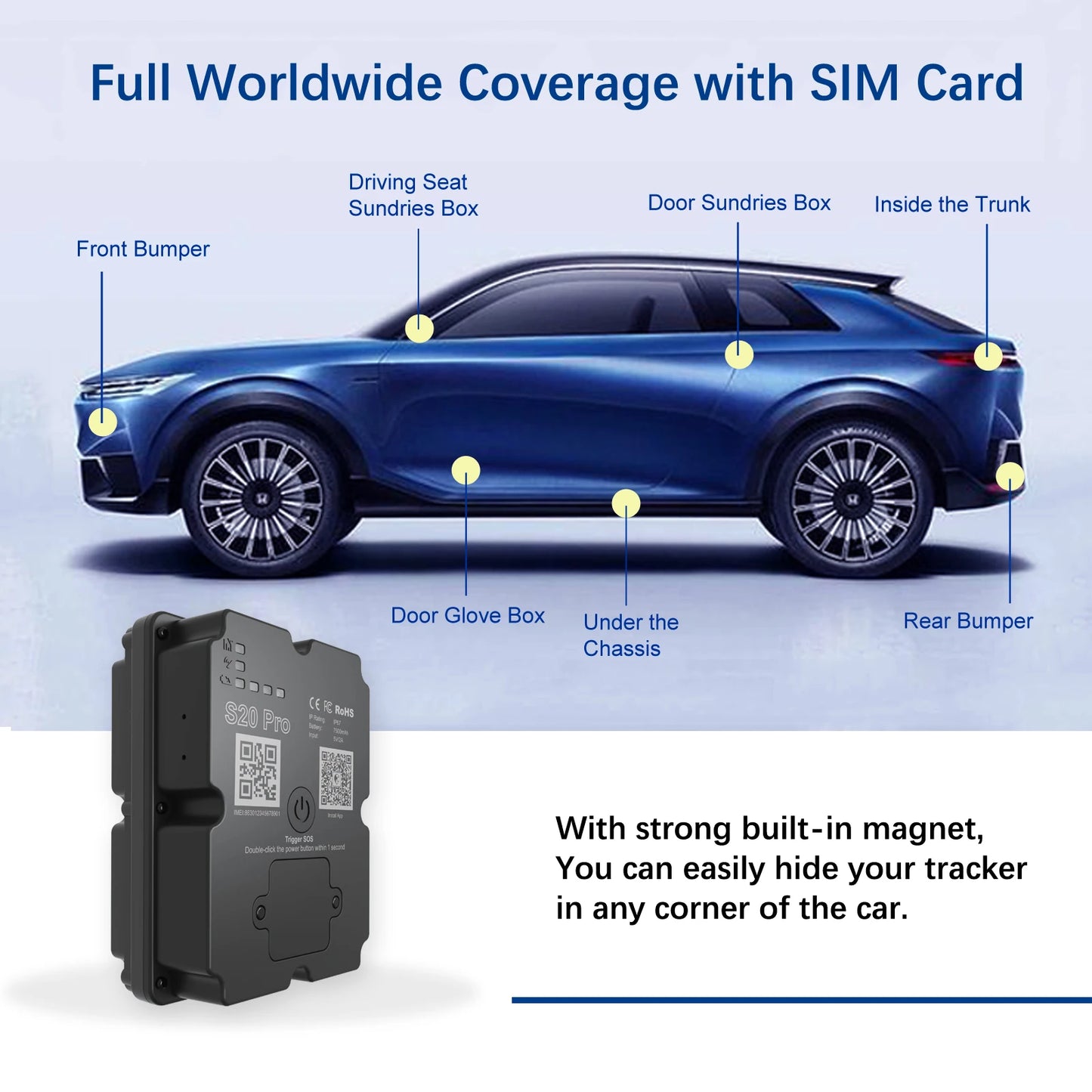 Wanwaytech 4G GPS Anti Theft Device With 7500mAh Battery