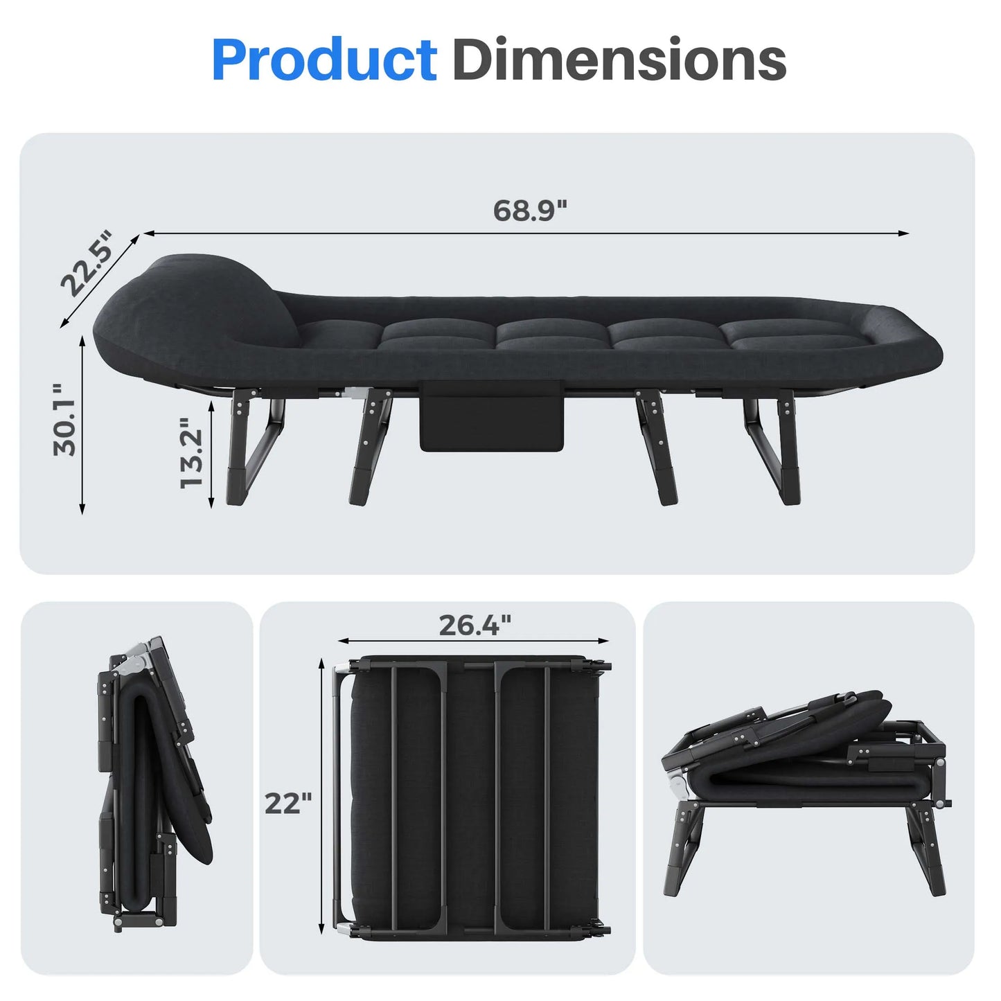 JHK Folding Camping Bed With Mattress Lightweight Cot 450Lb