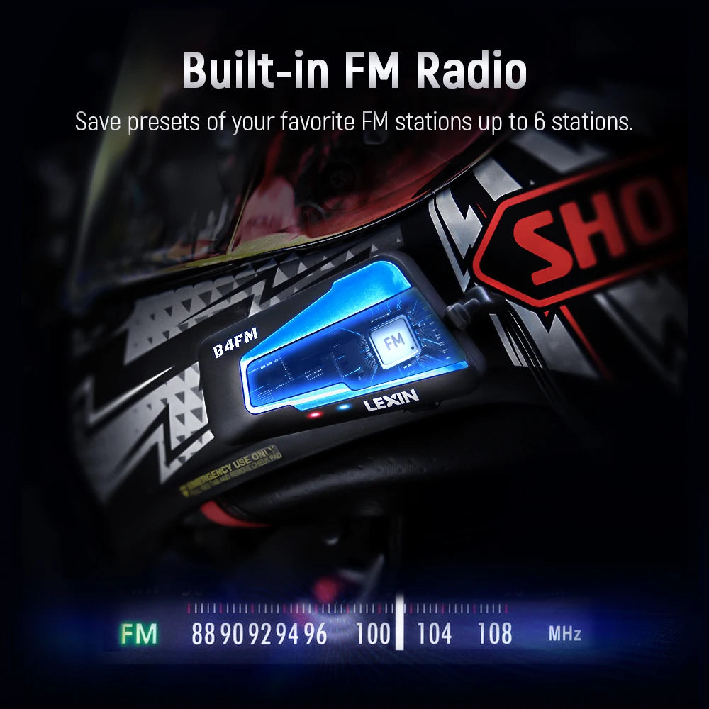 Lexin B4FM X Bluetooth Motorcycle Intercom Headset Bluetooth 5 Music Sharing