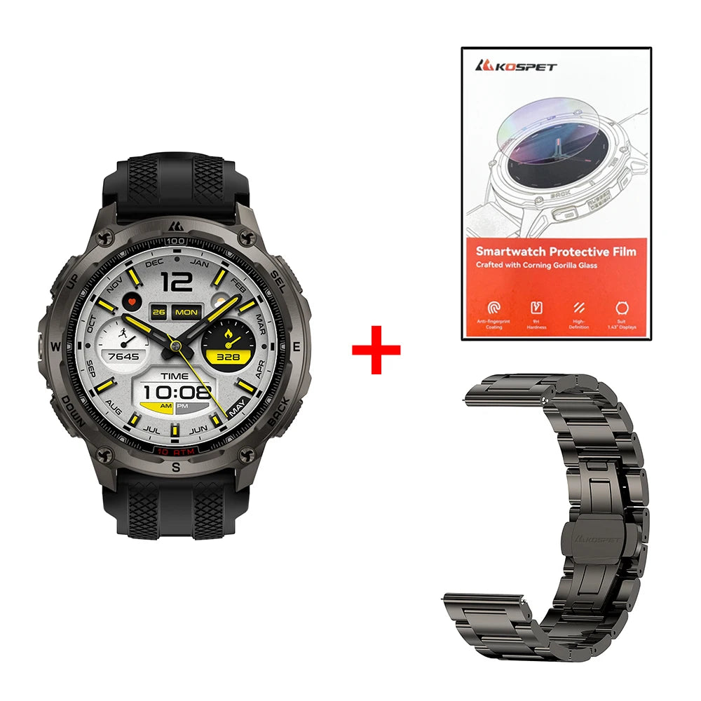 KOSPET Tank T4 Smart Watch For Men GPS 10ATM Waterproof