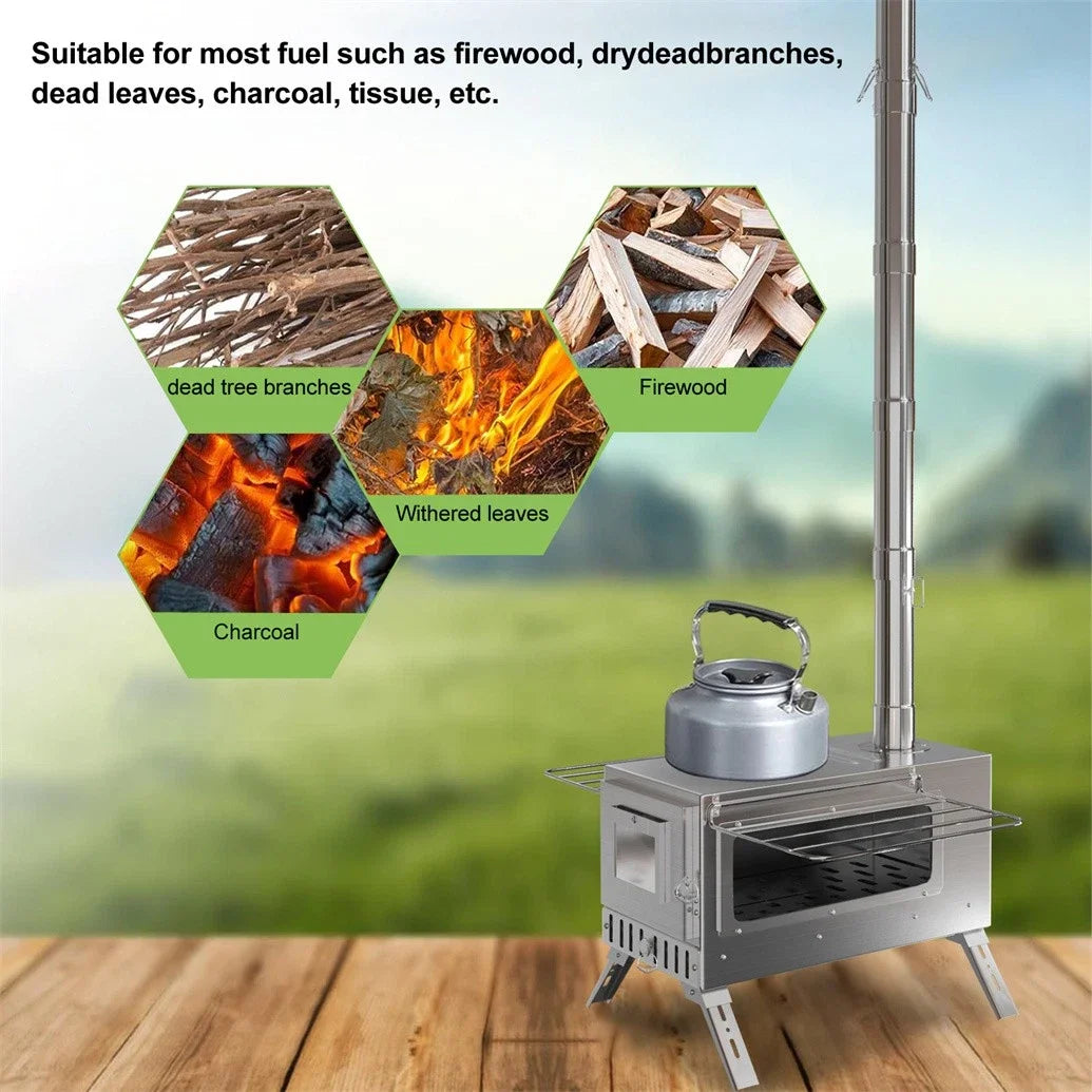 Hot Tent Wood Burning Portable Stove With Chimney Pipes