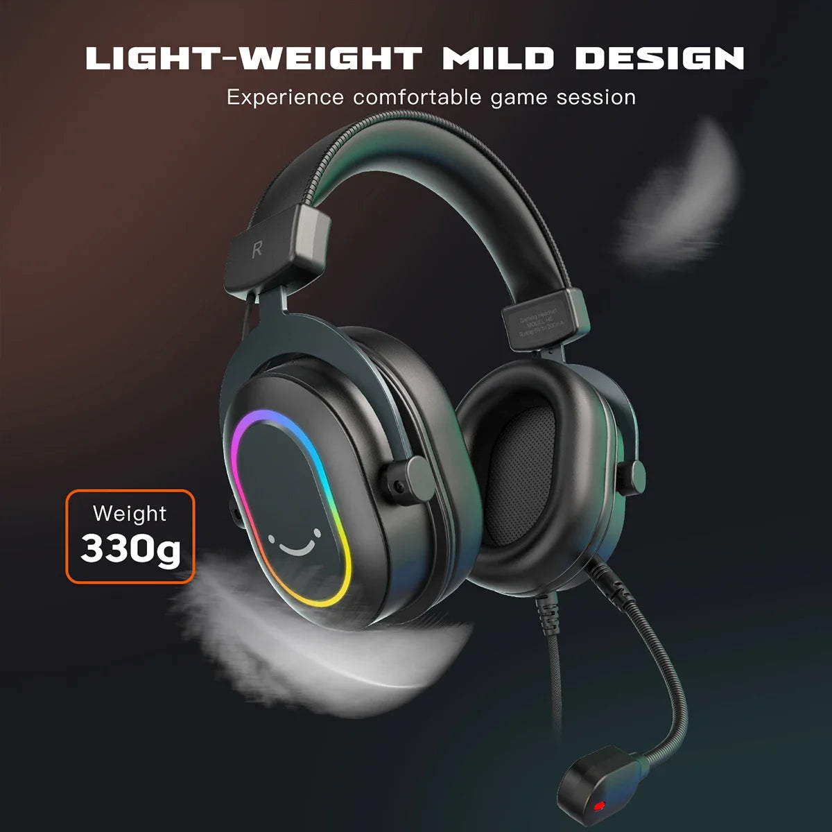 FIFINE RGB Gaming Headset with Mic 7.1 Surround PS5