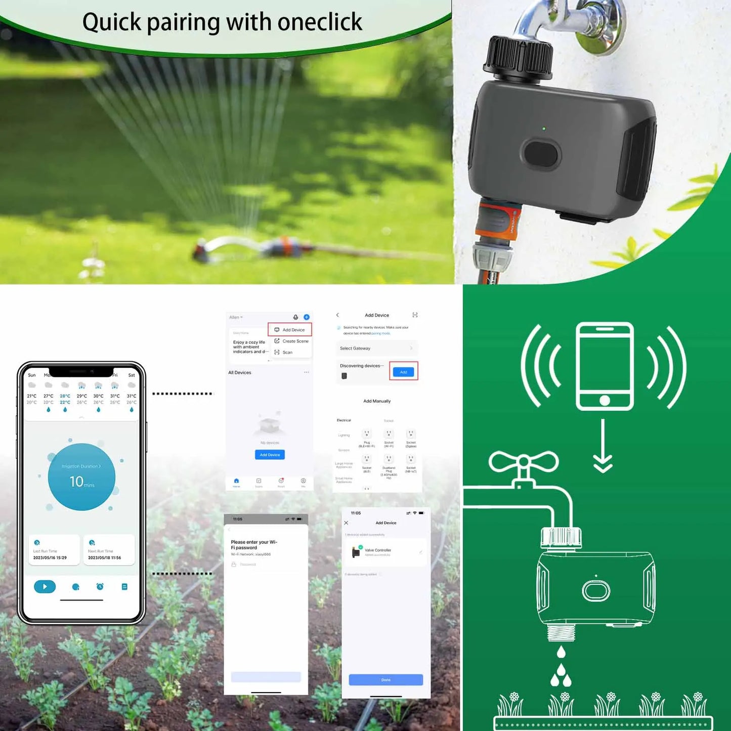 INSOMA Smart WiFi Garden Water Timer Remote Control Sprinkler
