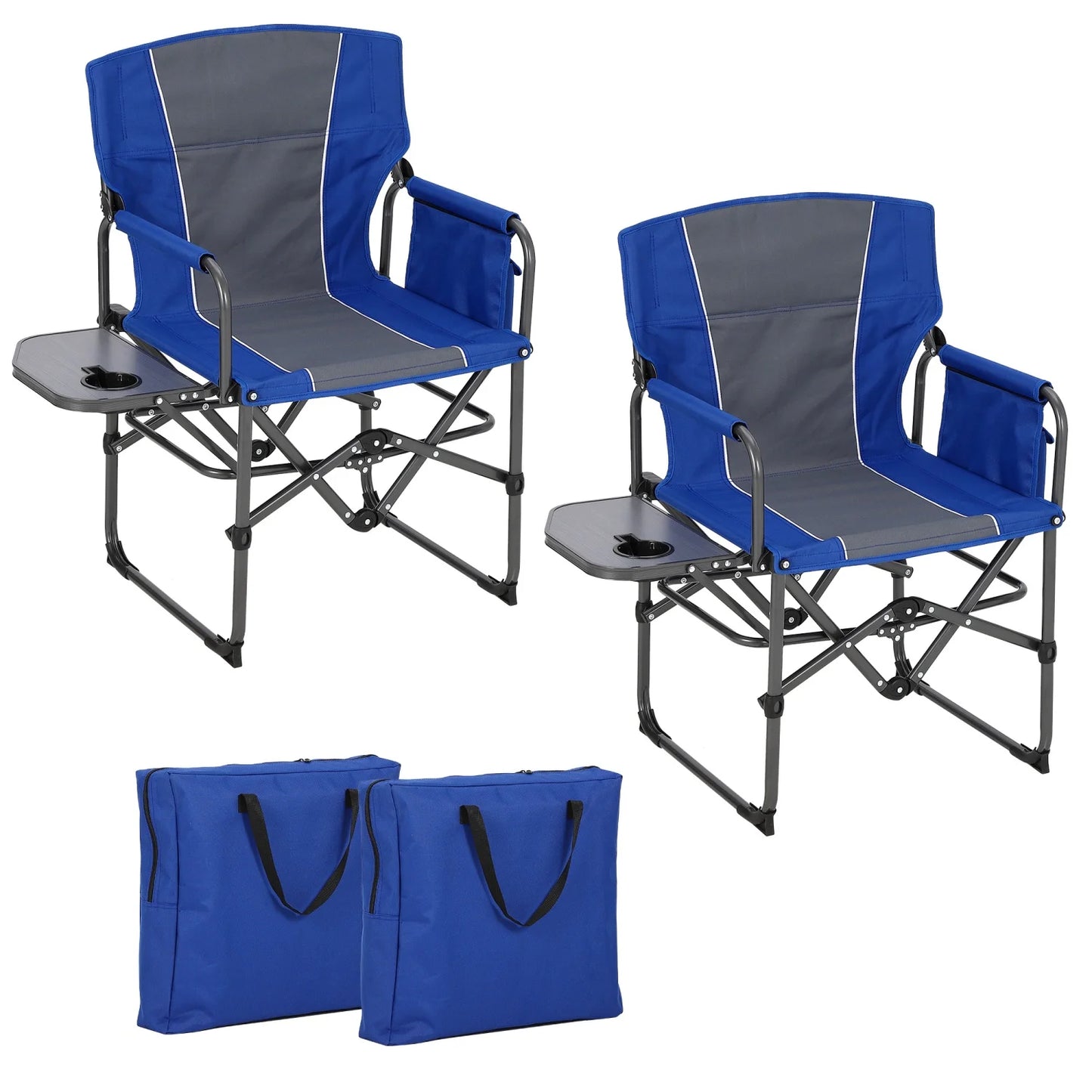 HiMISS Heavy Duty Folding Directors Chair With Cup Holder And Side Table