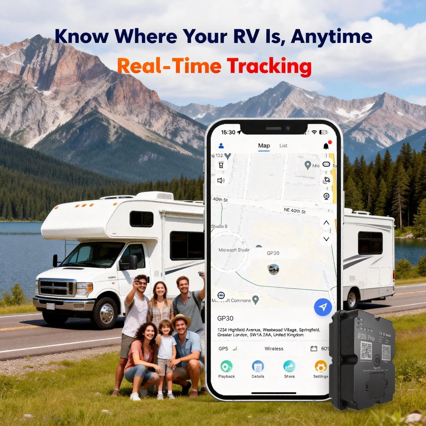 Wanwaytech 4G GPS Tracker For Van Life Motorhome Real-Time Tracking