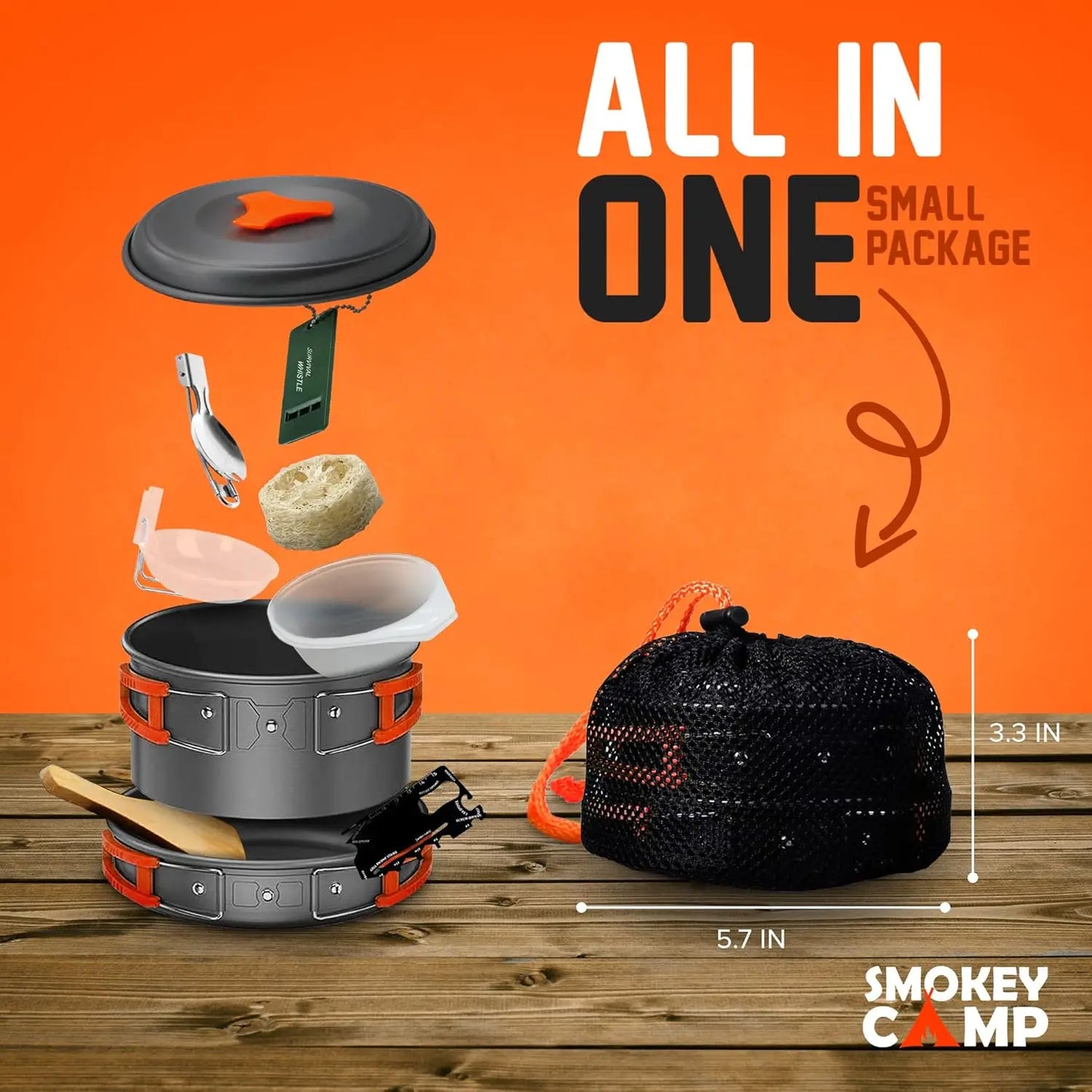 Camping Cookware Mess Kit With Stove All In One Portable