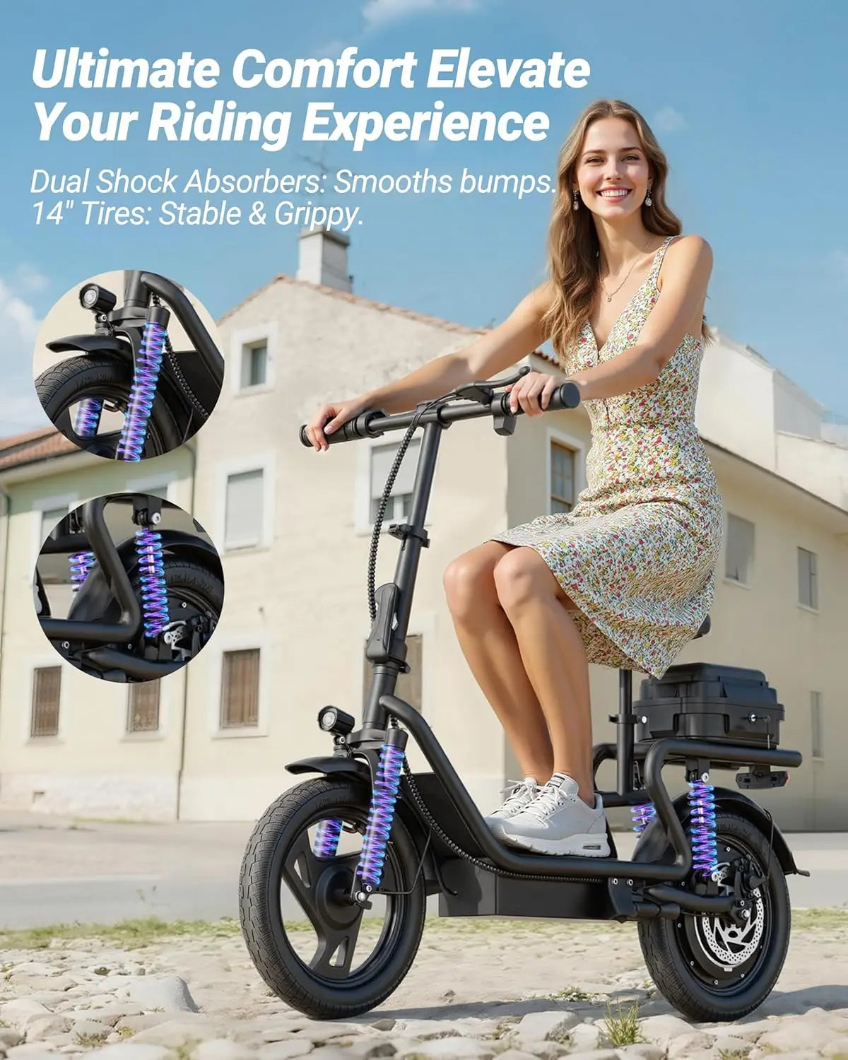 AOVOPRO Folding Electric Scooter For Adults With Dual Suspension