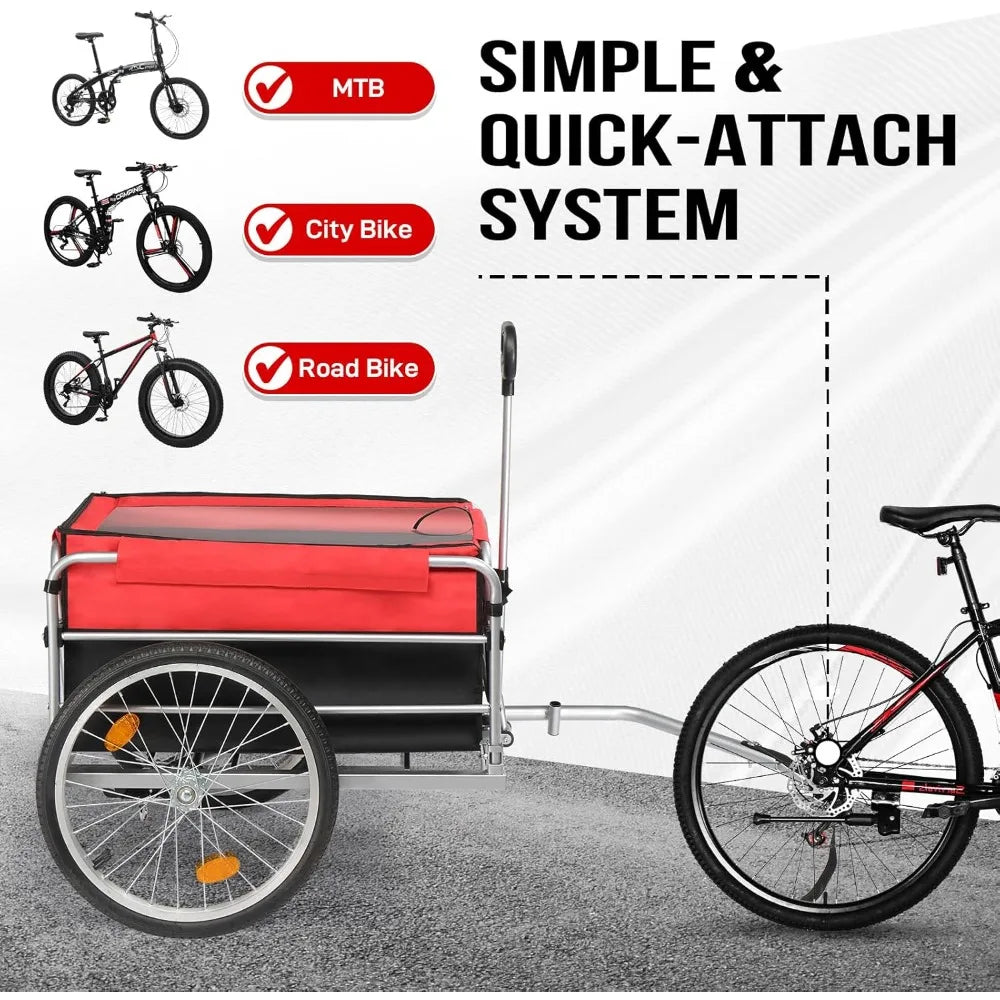 Bike Cargo Trailer Heavy Duty 220 Lbs Wagon With Hitch