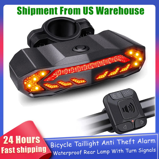 Smart Bike Taillight Anti Theft Alarm With Remote Rechargeable Waterproof