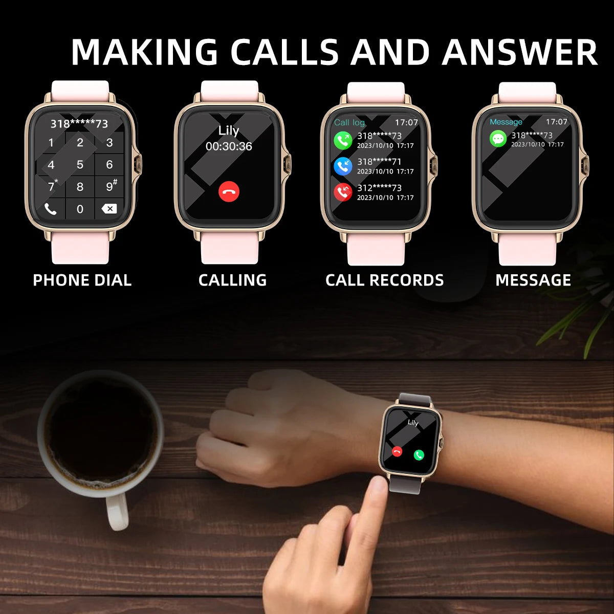 Smart Watch With Answer Calls Sleep Monitoring Pedometer