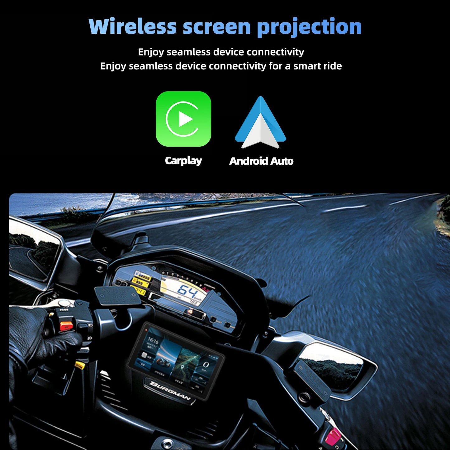 Motorcycle GPS Navigation Screen With 1080p Dash Cam