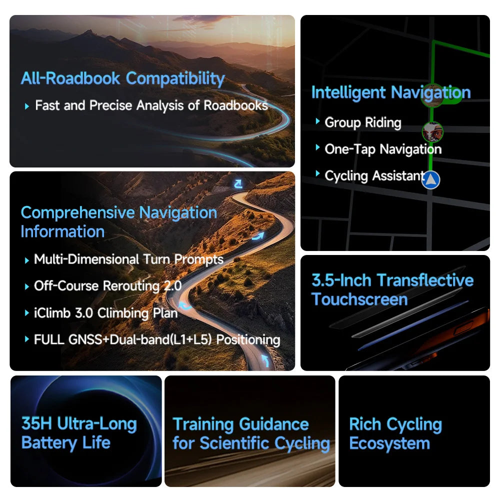 iGPSPORT Bicycle GPS Computer BiNavi Touchscreen Route 35h Battery IPX7