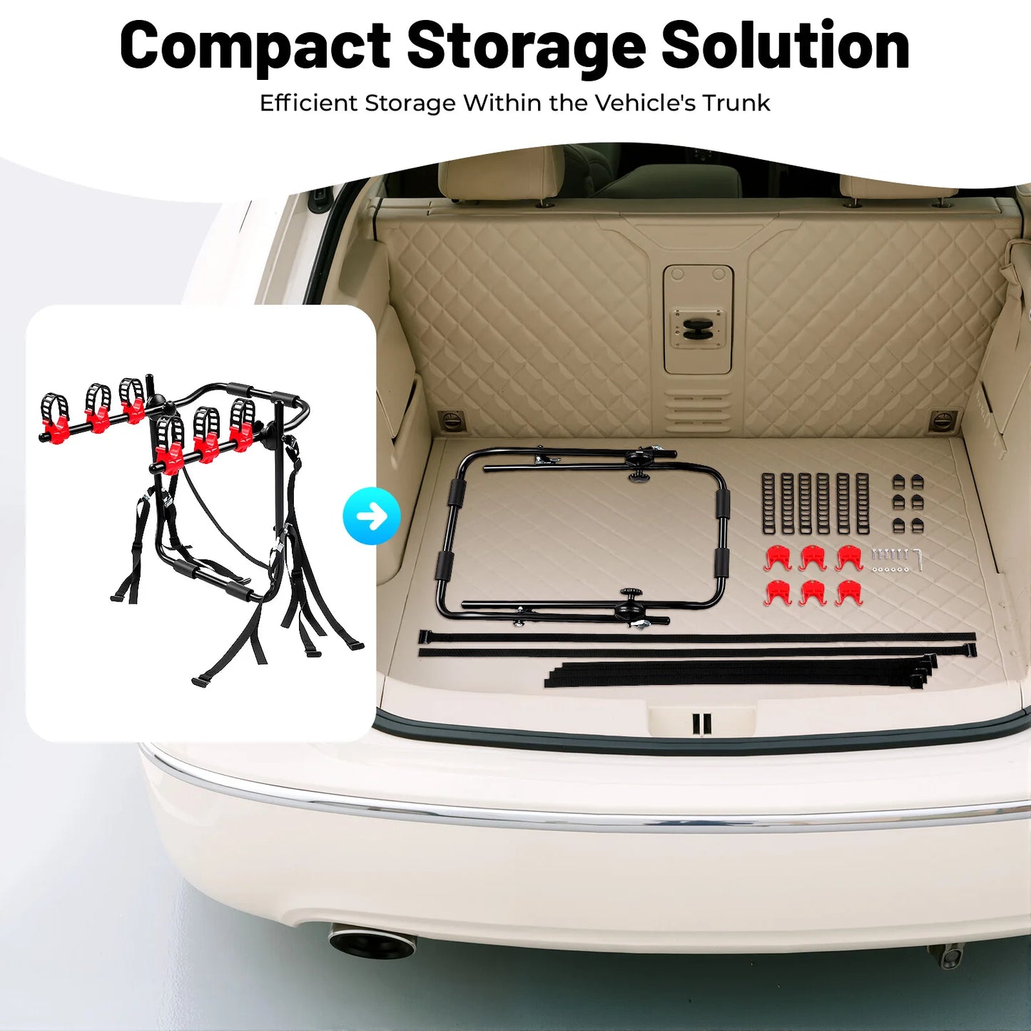 Car Trunk Mount Bike Rack Fits Three Bicycles