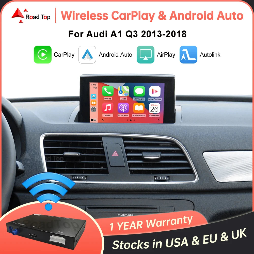 Road Top Wireless CarPlay Android Auto Interface for Audi A1 Q3