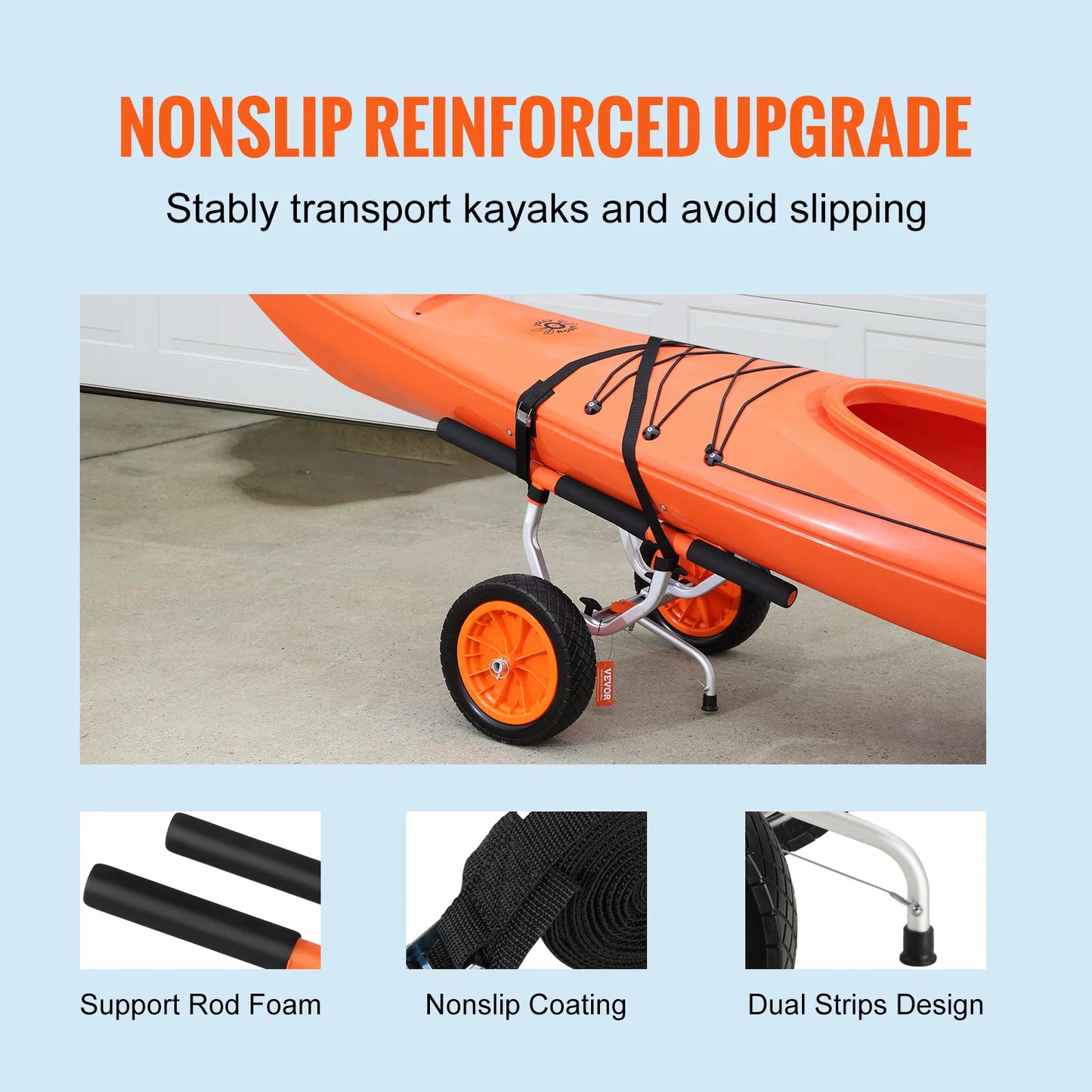 SucceBuy Kayak Cart With Adjustable Width And Solid Tire