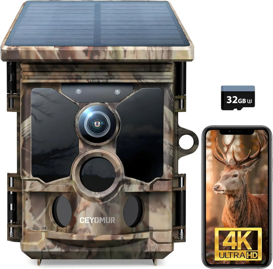 4K Solar Trail Camera With WiFi Night Vision Motion Activated