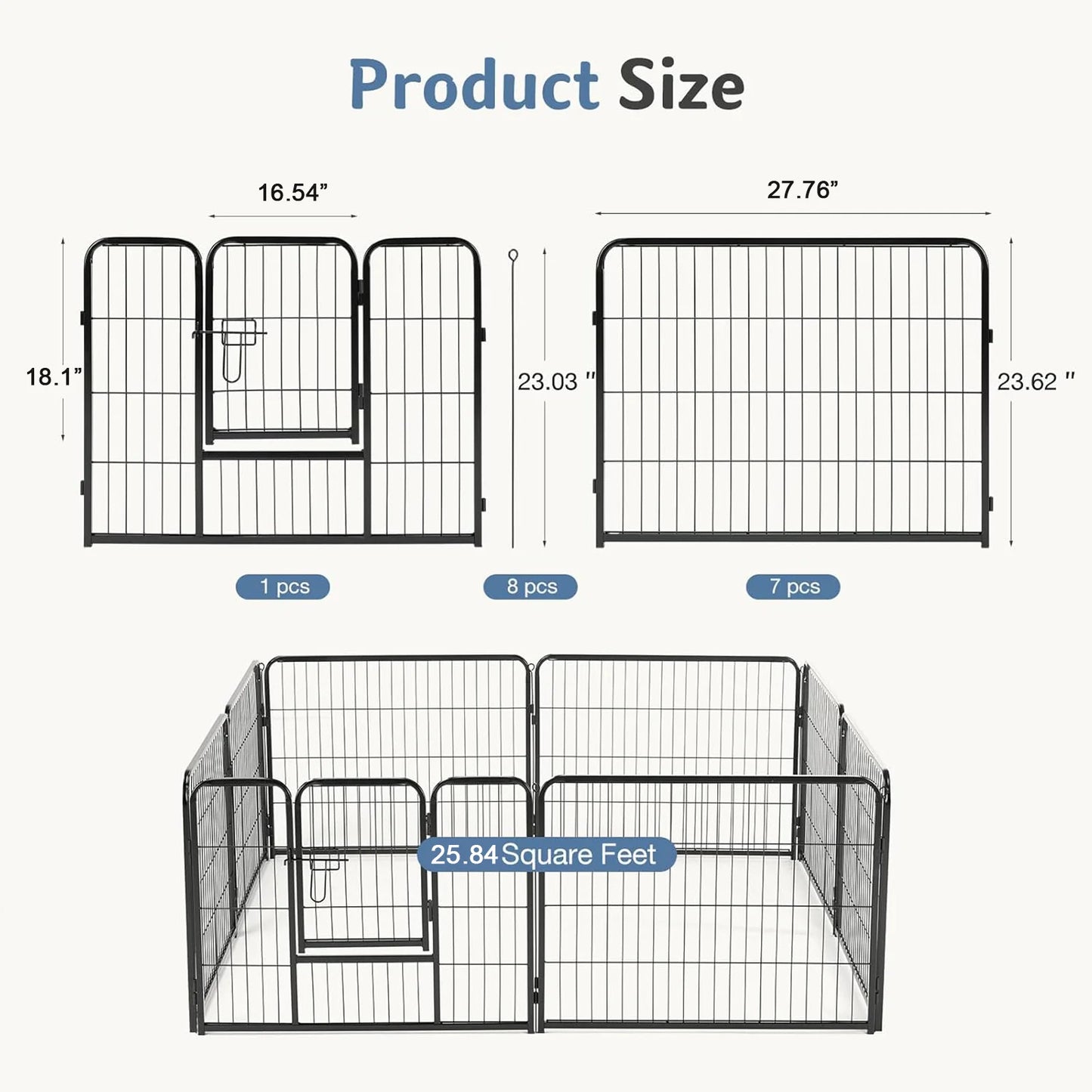 JHK Metal Foldable Pet Playpen for Indoor and Outdoor Use