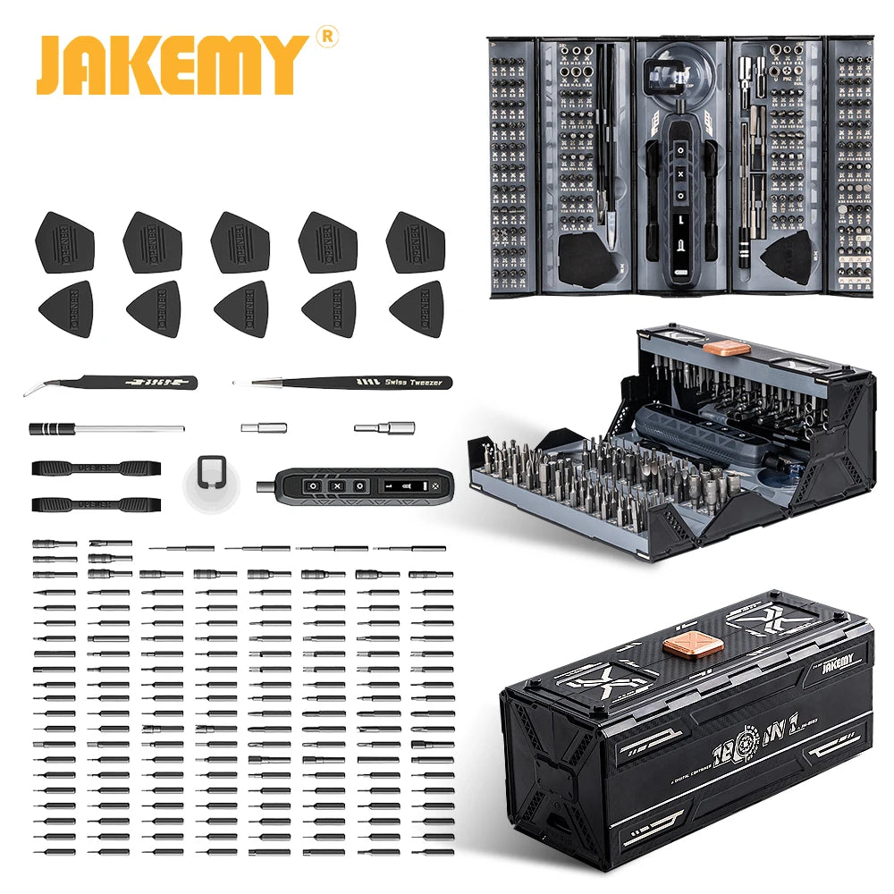 JAKEMY 180In1 Magnetic Bits Cordless Electric Screwdriver Repair Kit