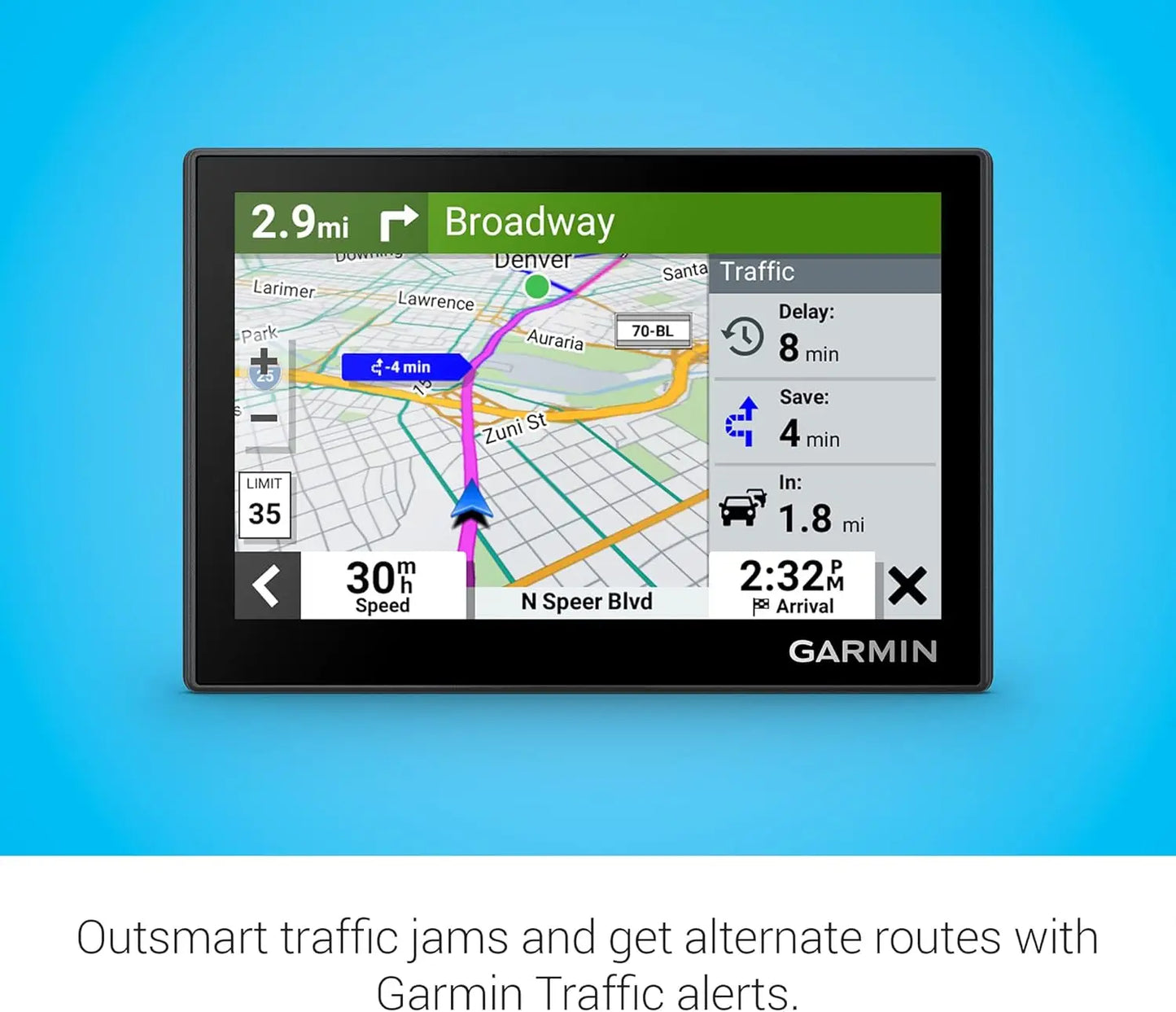 GPS Navigator With High Resolution Touchscreen And Driver Alerts