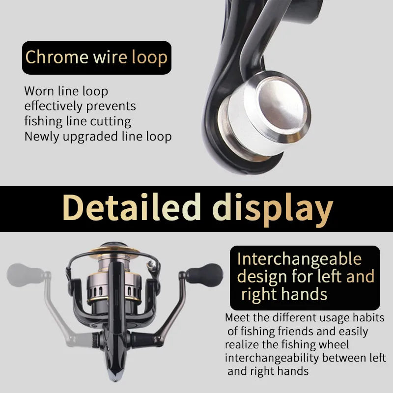 Two-Hand Rotating Fishing Reel He1000-7000 Series Left And Right Convertible
